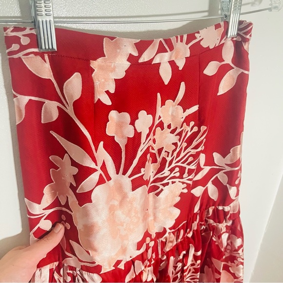 NWT Anthropologie Hutch Tiered Maxi Skirt Red Motif Floral Boho Festival - Picture 7 of 8